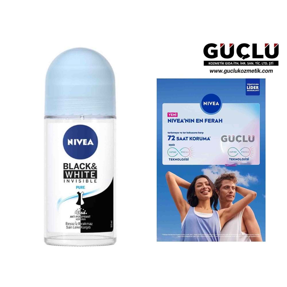 NİVEA ROLL-ON KDN 50ML İNVİSİBLE B&W PURE*6LI