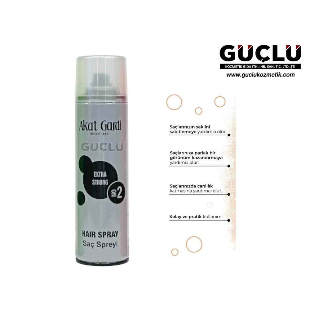 AKAT GARDİ SAÇ SPREY 180ML (GRİ) EXTRA STRONG NO:2*12Lİ