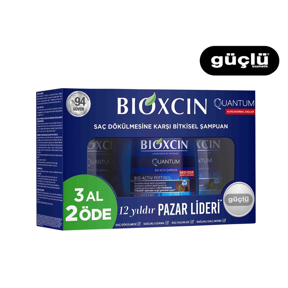 BİOXCIN ŞAMPUAN 3'LÜ 300ML QUANTUM NORMAL SAÇLAR 5490*12Lİ