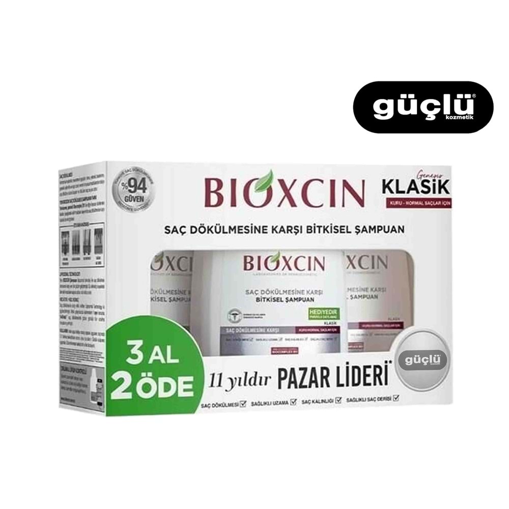 BİOXCIN ŞAMPUAN 3'LÜ 300ML KLASİK K. NORMAL 0000*12Lİ