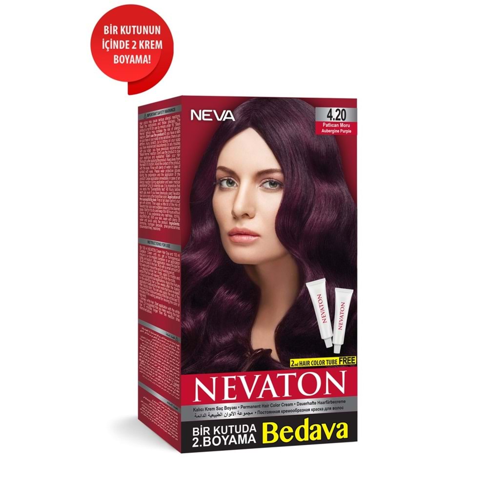 NEVATON SAÇ BOYASI 2Lİ SET 4.20 PATLICAN MORU*24LÜ