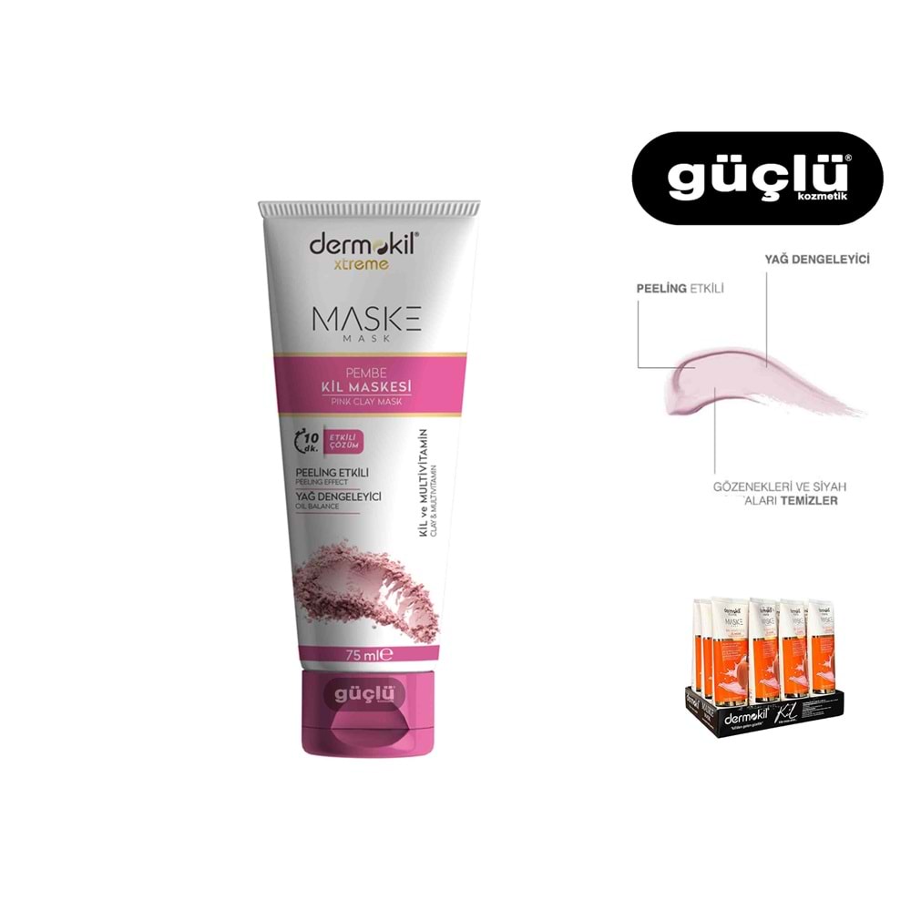 DERMOKİL EXTREME 75ML MASKE PEMBE KİL İÇERİKLİ 0913*12Lİ