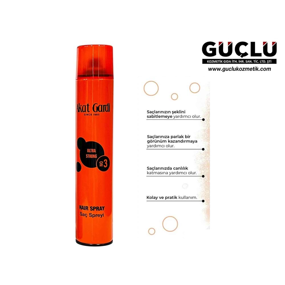 AKAT GARDİ SAÇ SPREY 400ML ULTRA STRONG TURUNCU NO:3*12Lİ