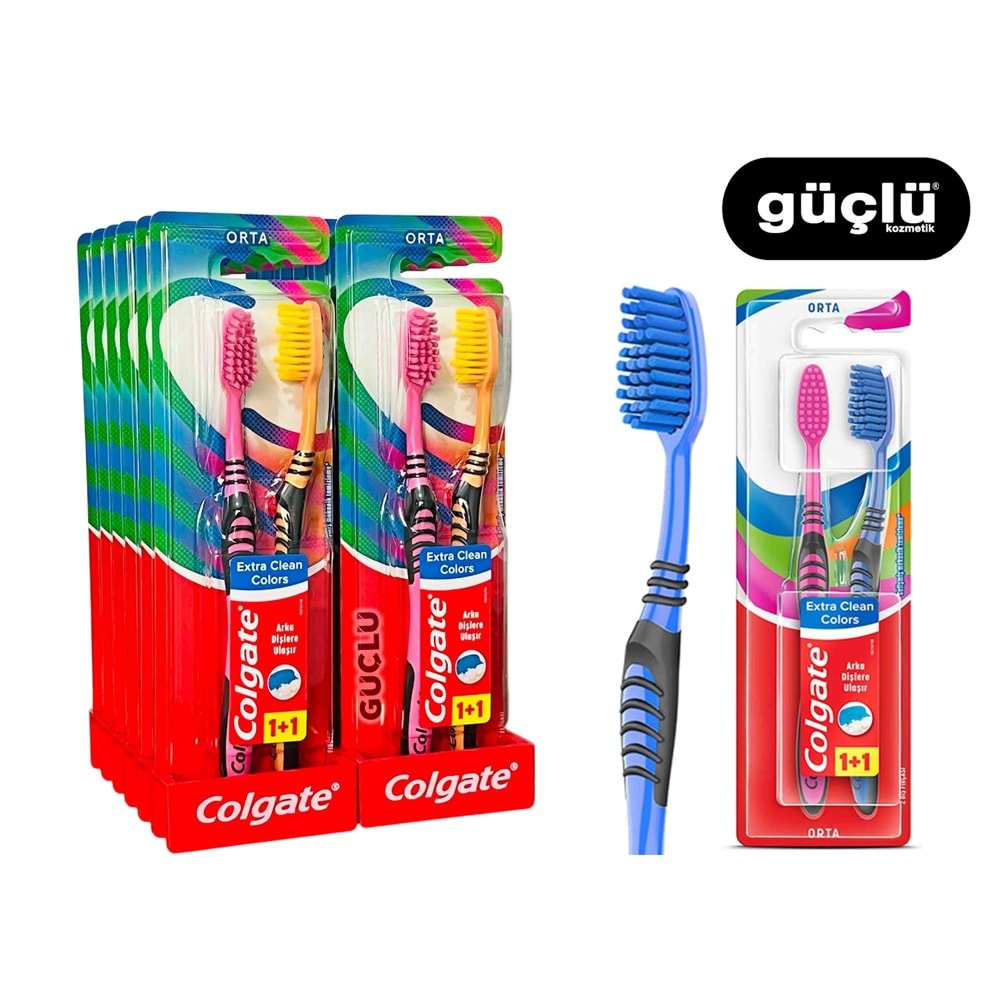 COLGATE DİŞ FIRÇASI 1+1 EXTRA CLEAN COLORS 2426*12Lİ