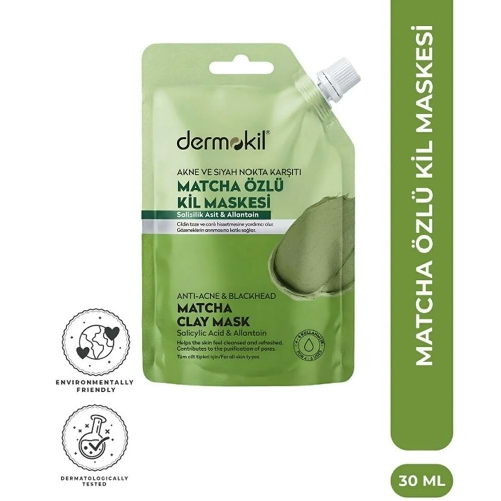 DERMOKİL KİL MASKESİ 30ML SOYULABİLİR MATCHA ÖZLÜ*20Lİ