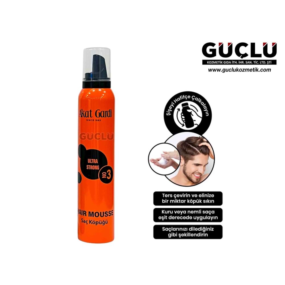 AKAT GARDİN SAÇ KÖPÜĞÜ 200ML (TURUNCU) ULTRA STRONG NO:3*12Lİ