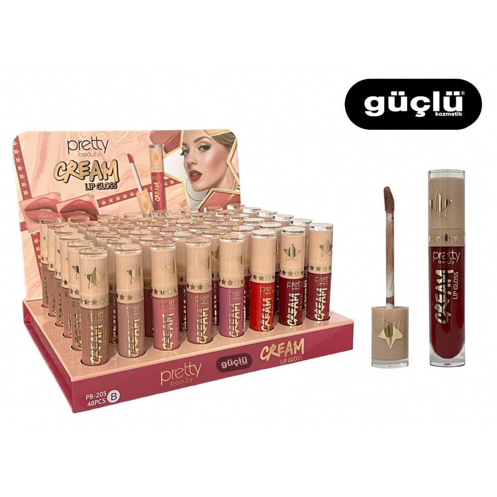 PRETTY BEAUTY CREAM LİP GLOSS-ISLAK RUJ PB 205-B*48Lİ