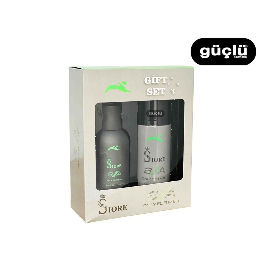 SİORE GİFT SET PARFÜM ERKEK 100ML+150ML ONLY YEŞİL*6LI