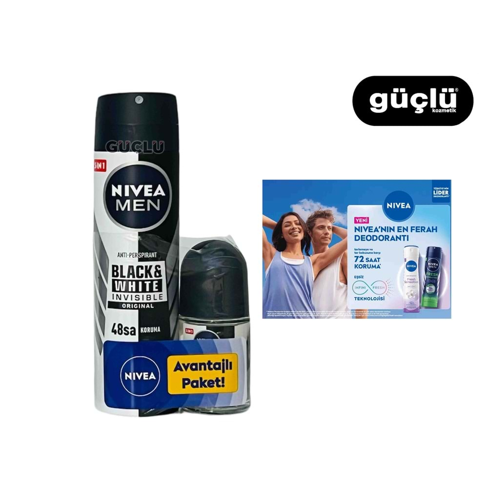 NİVEA DEO ERK 150ML+ROLL-ON 25ML BLACK & WHITE INV. 0268 *6LI