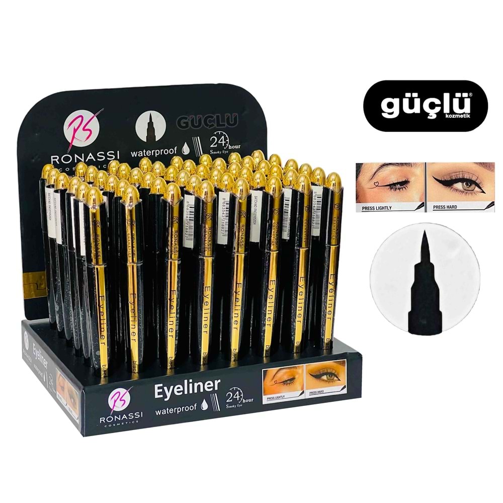 RONASSİ KALEM EYELINER 24H SMOKY EYE SİYAH RNS221*48Lİ