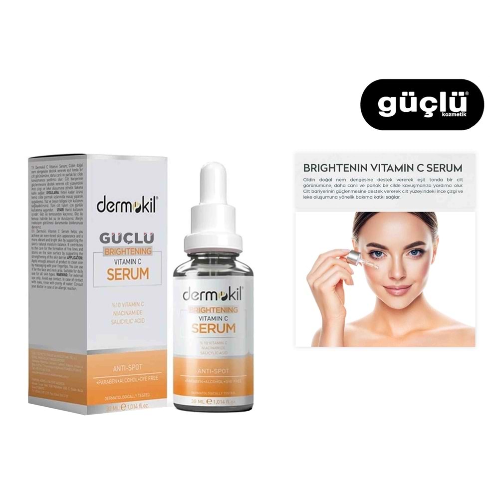 DERMOKİL 30ML YÜZ SERUMU AYDINLATICI C VİTAMİN 6014*12Lİ