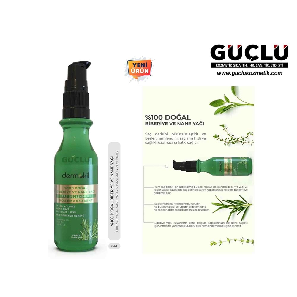DERMOKİL SAÇ BAKIM YAĞI 75ML BİBERİYE- NANE 2213*12Lİ