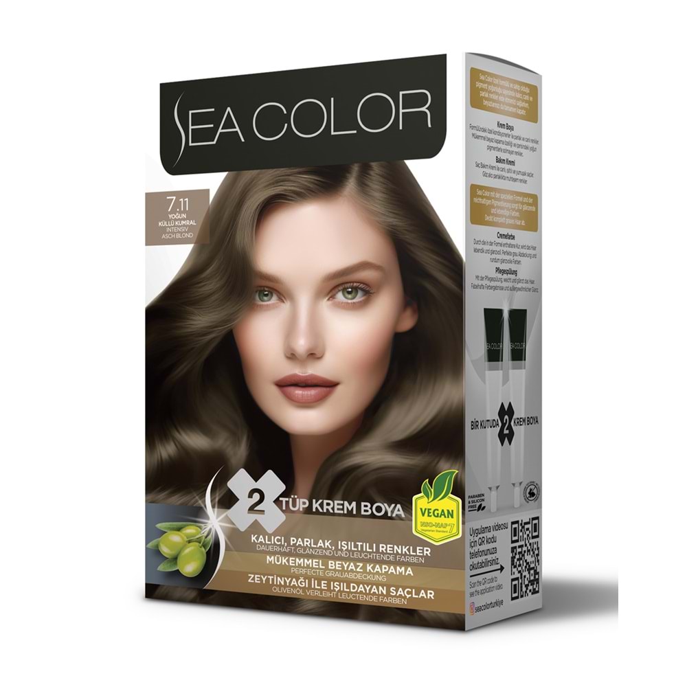 SEA COLOR SAÇ BOYASI 7.11 YOĞUN KÜLLÜ KUMRAL*24LÜ