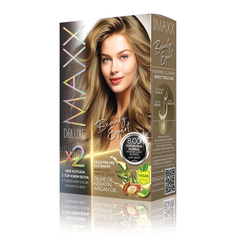 MAXX DELUXE SET SAÇ BOYASI 8.00 YOĞUN AÇIK KUMRAL*24LÜ