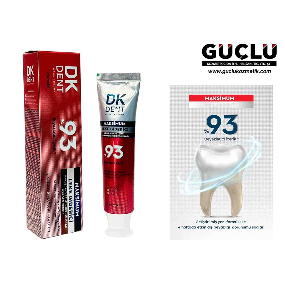 DERMOKİL DK DENT DİŞ MACUNU 75ML %93 MAX LEKE GİDERİCİ 2824*12Lİ