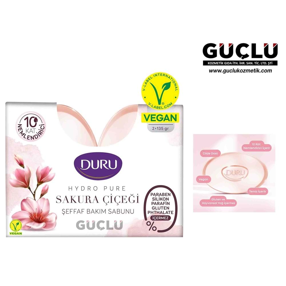 DURU BAKIM SABUNU HYDRO PURE 270G 2Lİ SAKURA ÇİÇEĞİ*18Lİ