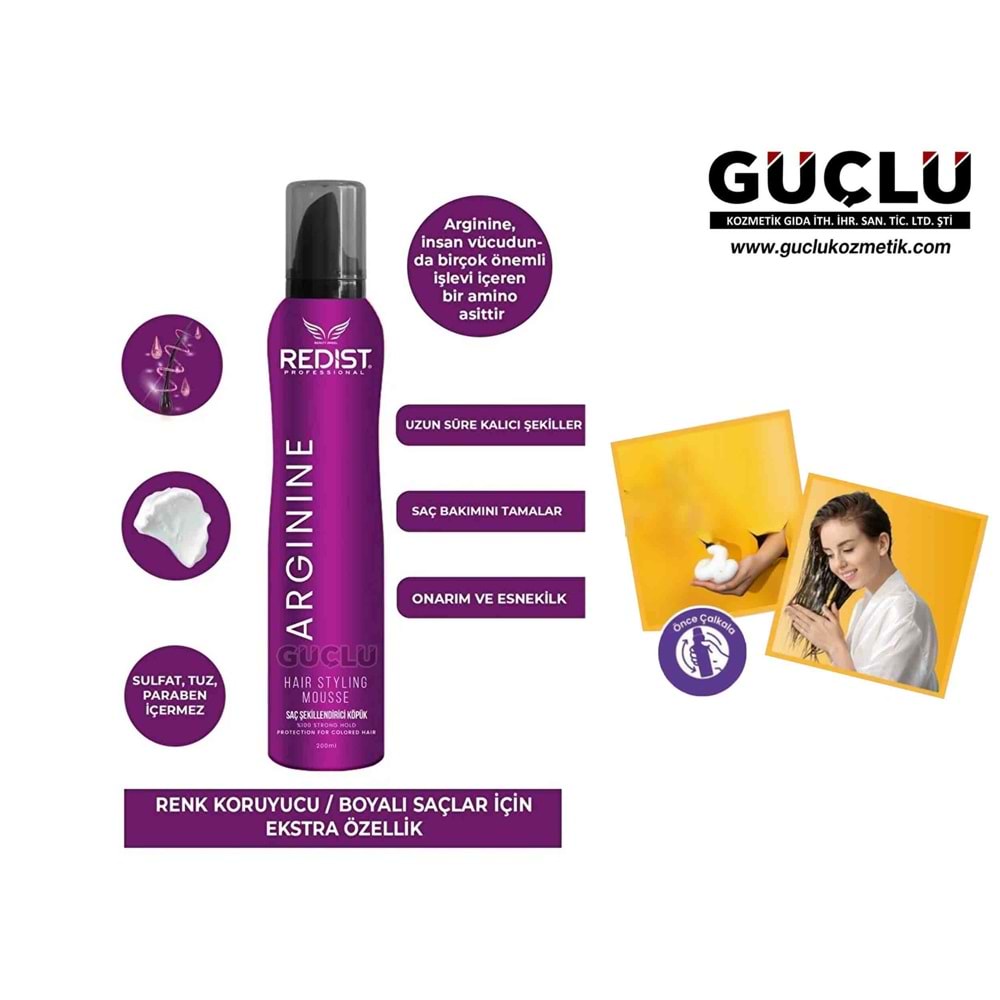 REDİST SAÇ ŞEKİLLENDİRİCİ KÖPÜK 200ML ARGININE (MOR) 6010*12Lİ