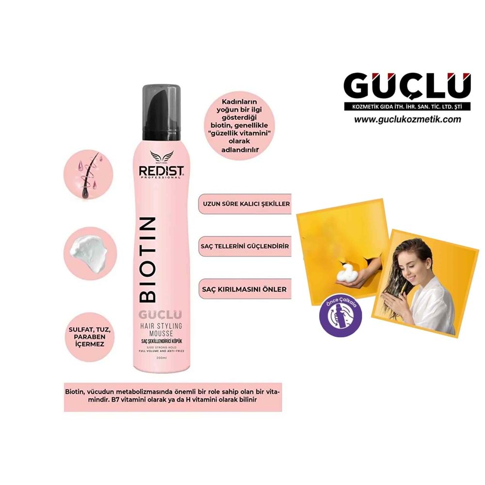 REDİST SAÇ BAKIM KÖPÜĞÜ 200ML BİOTİN 5976*12Lİ