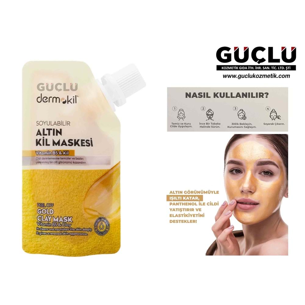 DERMOKİL KİL MASKESİ 50ML SOYULABİLİR ALTIN 4972*12Lİ