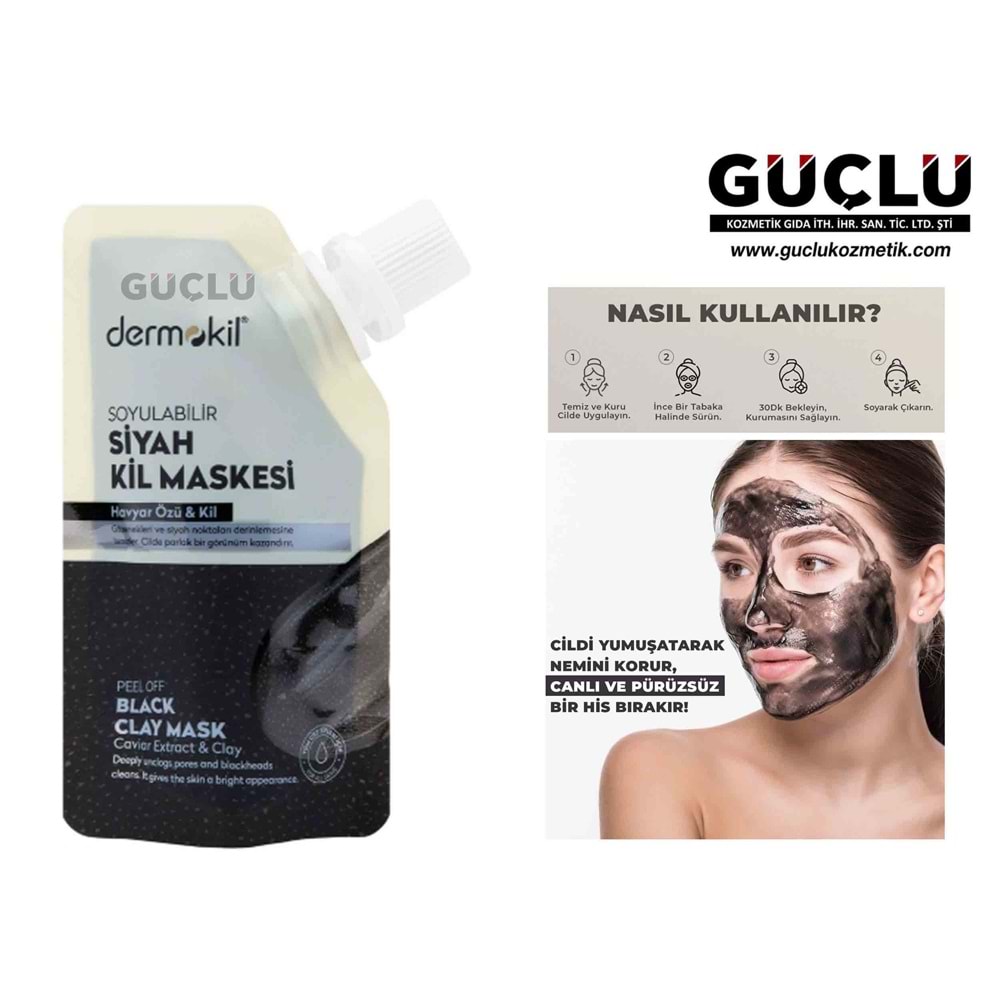 DERMOKİL KİL MASKESİ 50ML SOYULABİLİR SİYAH 4965*12Lİ