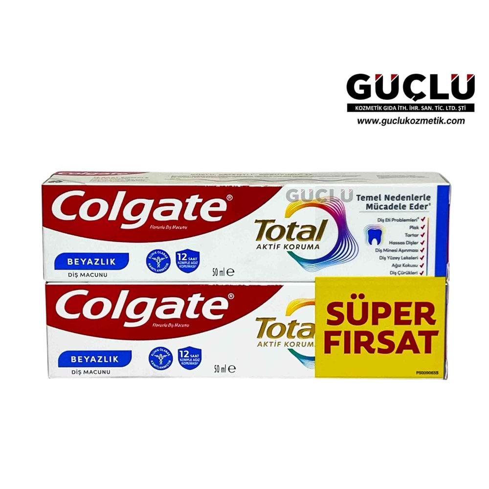 COLGATE DİŞ MACUNU 2X50ML TOTAL BEYAZLIK 3936*12Lİ