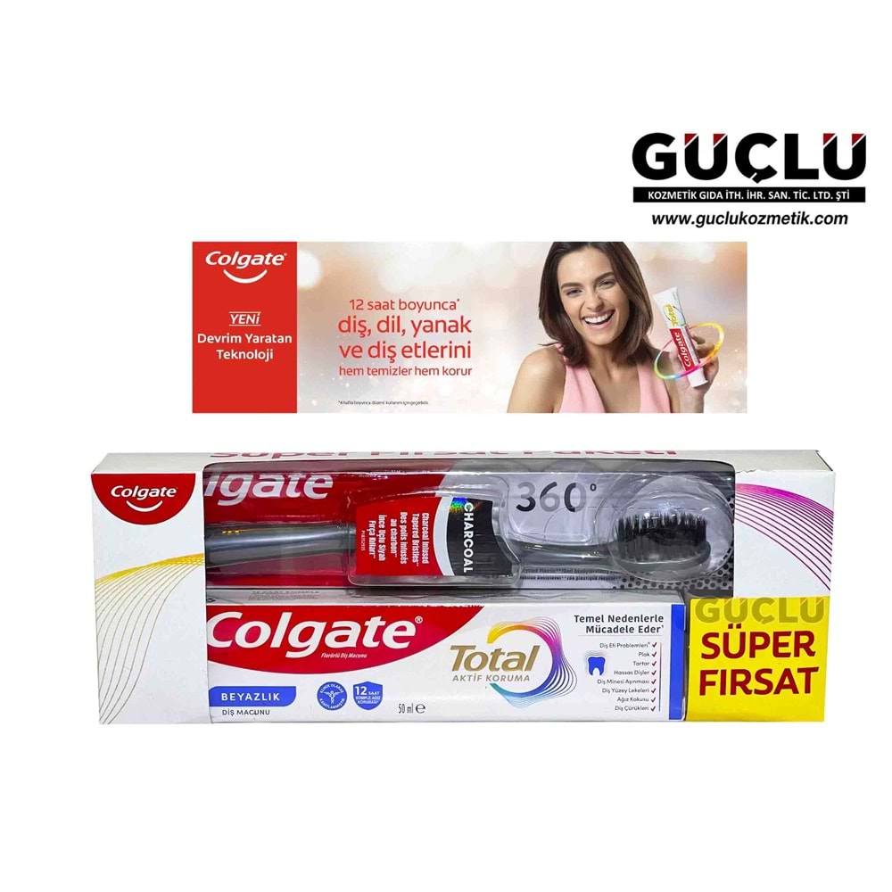 COLGATE DİŞ MACUNU 50ML TOTAL BEYAZ.+DİŞ FIRÇASI 2274*12Lİ