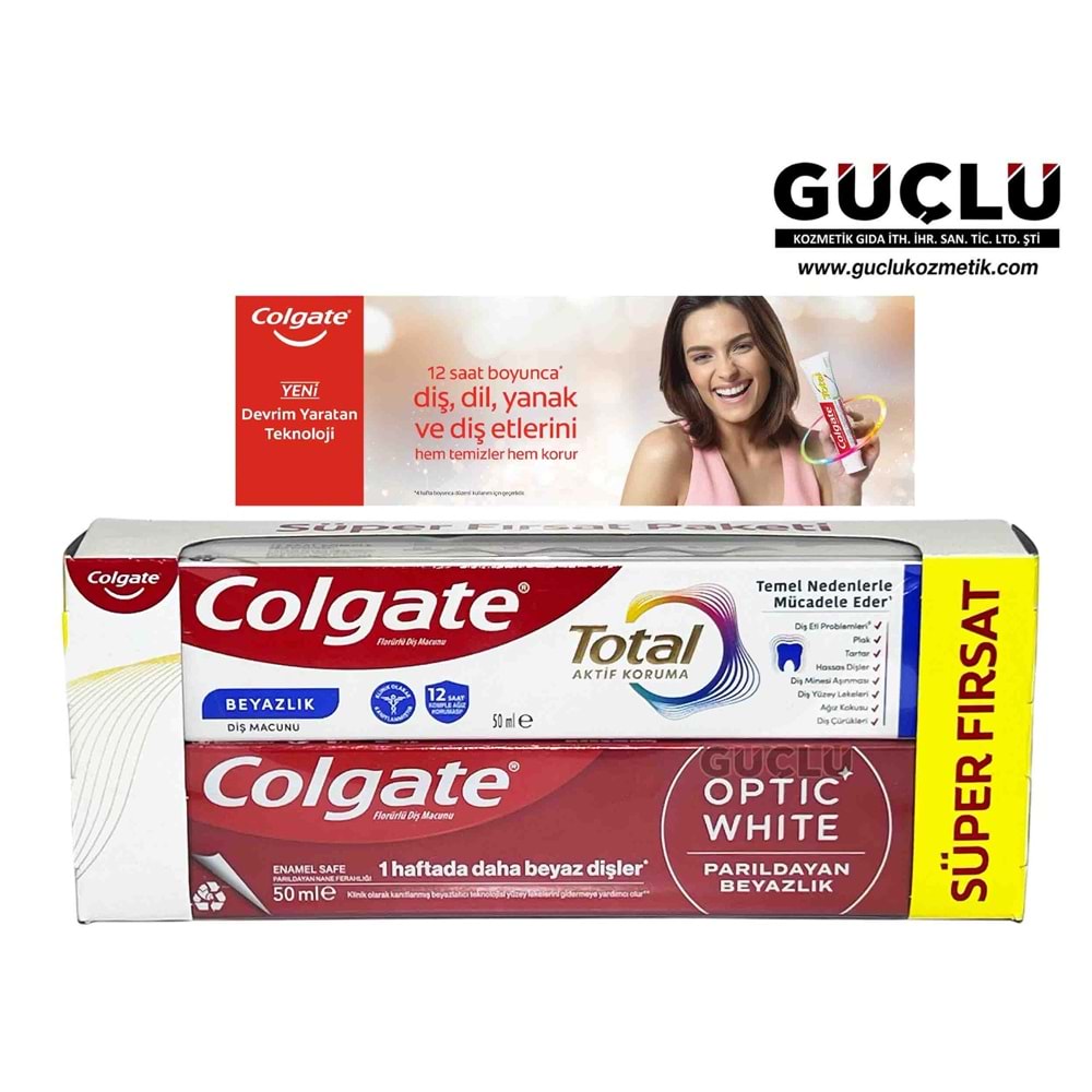COLGATE DİŞ MACUNU 50ML TOTAL B.+OPT.WHITE PARIL.B. 2656*12Lİ