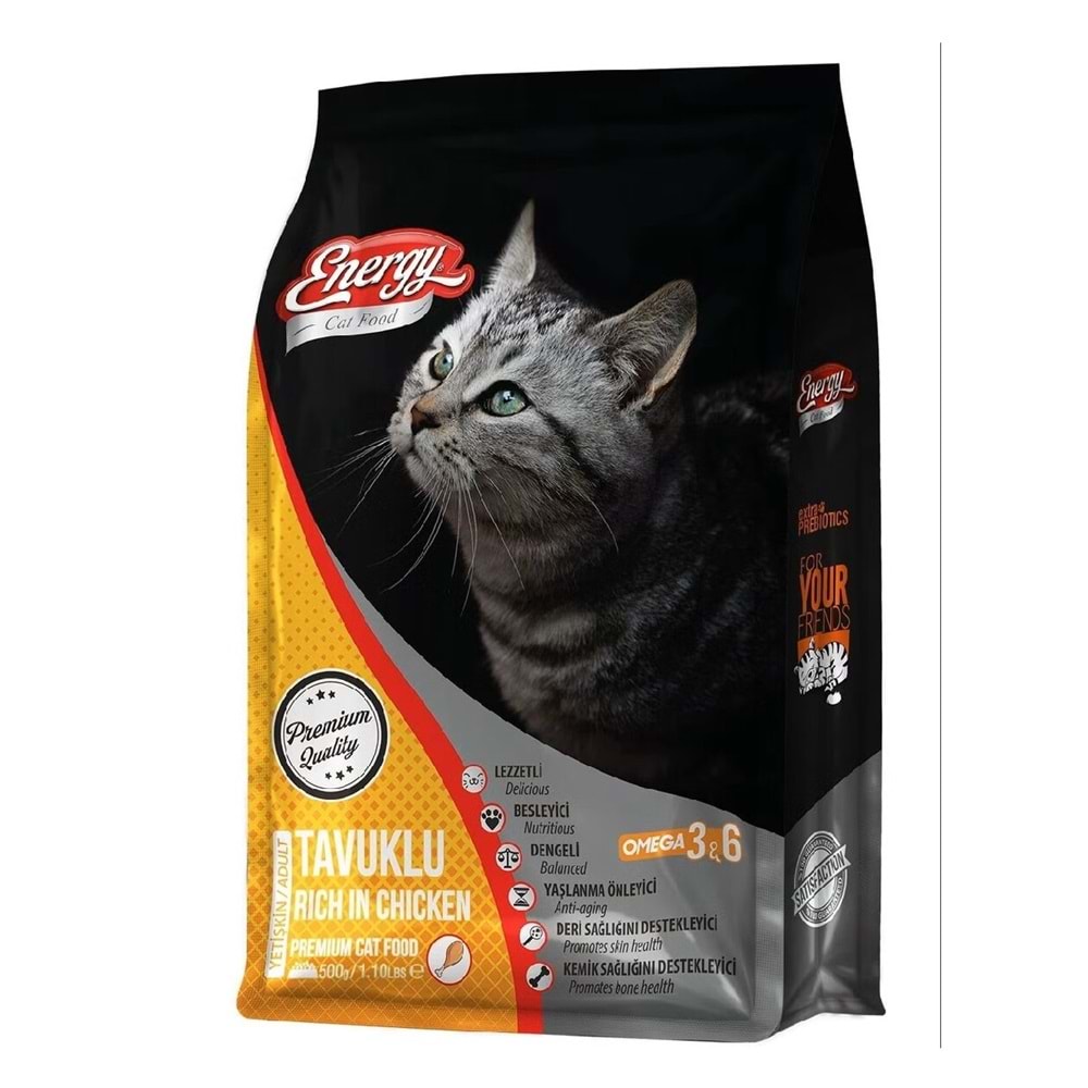 ENERGY C. F. TAVUKLU YETİŞKİN KEDİ MAMASI 500 G*16LI