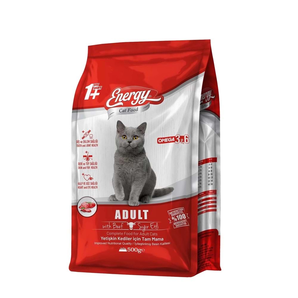 ENERGY C. F. ADULT SIĞIR ETLİ YETİŞKİN KEDİ MAMASI 1 KG*12Lİ