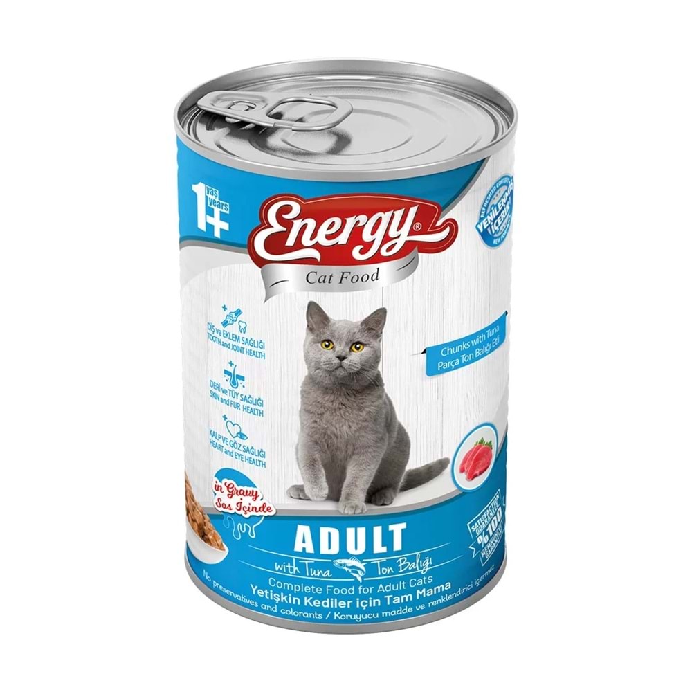 ENERGY C. F. KONSERVE TON BALIKLI YETİŞKİN ISLAK KEDİ MAMASI 415 G*20Lİ