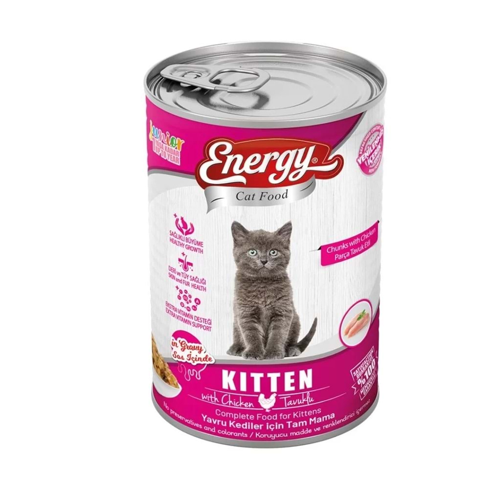 ENERGY C. F. KONSERVE TAVUKLU YAVRU ISLAK KEDİ MAMASI 415 G*20Lİ