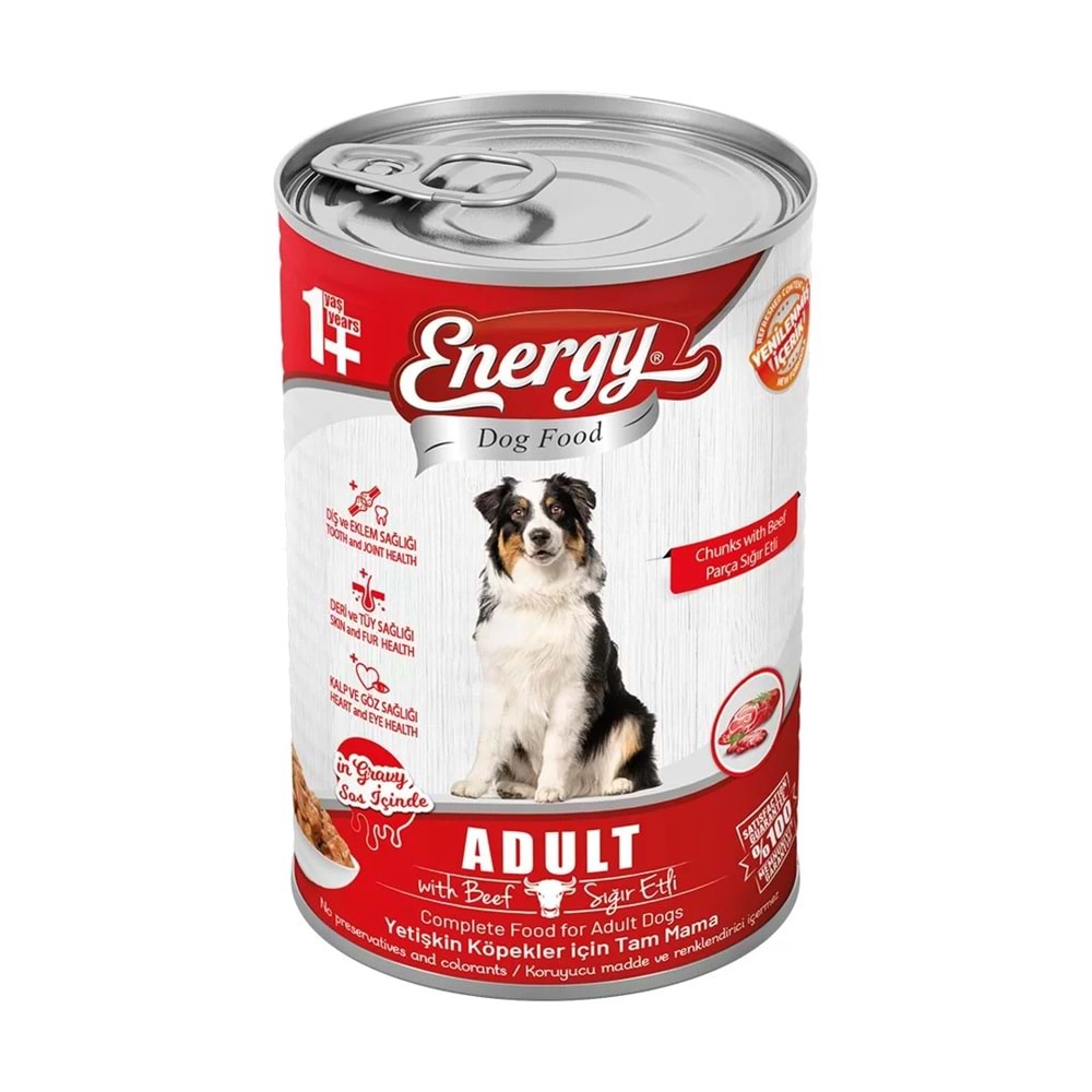 ENERGY D. F. KONSERVE SIĞIR ETLİ YETİŞKİN ISLAK KÖPEK MAMASI 415 G*20Lİ