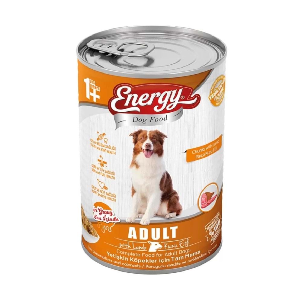 ENERGY D. F. KONSERVE KUZU ETLİ YETİŞKİN ISLAK KÖPEK MAMASI 415 G*20Lİ
