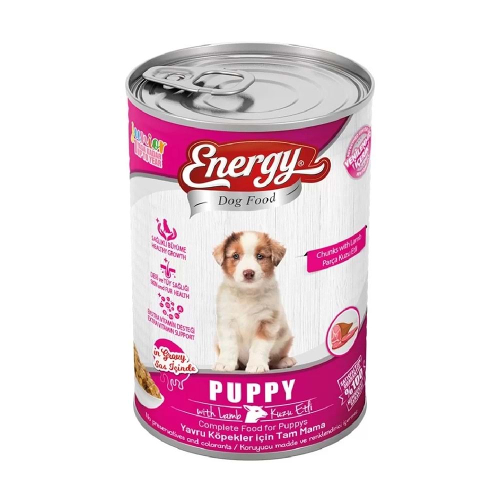 ENERGY D. F. KONSERVE KUZU ETLİ YAVRU ISLAK KÖPEK MAMASI 415 G*20Lİ
