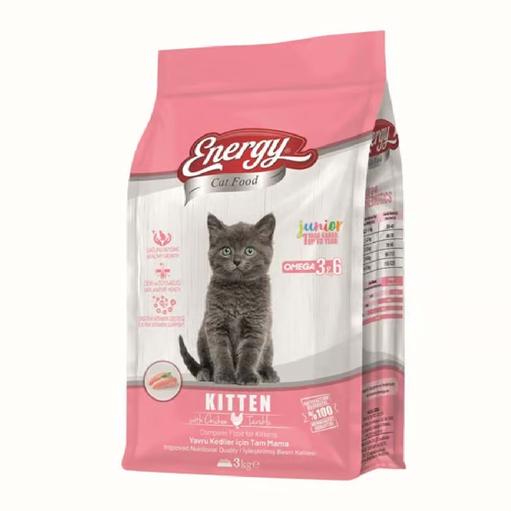 ENERGY C. F. TAVUK ETLİ YAVRU KEDİ MAMASI 3 KG*4Lİ