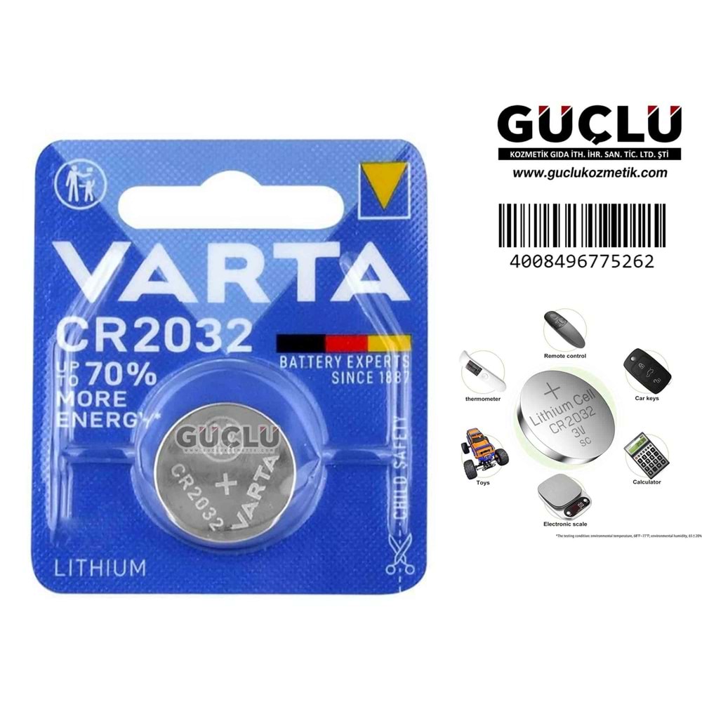 VARTA PİL LITHIUM ELECT. TEKLİ BLİS. CR 2032*10LU