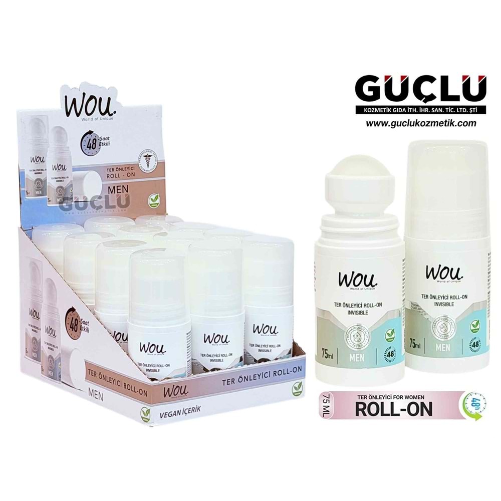 WOU KOLTUK ALTI 75GR ROLL ON MEN-ERKEK INVISIBLE 0171*12Lİ
