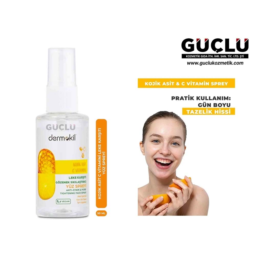 DERMOKİL YÜZ SPREYİ LEKE KARŞITI 50ML KOJİK ASİT C VİT.*12Lİ