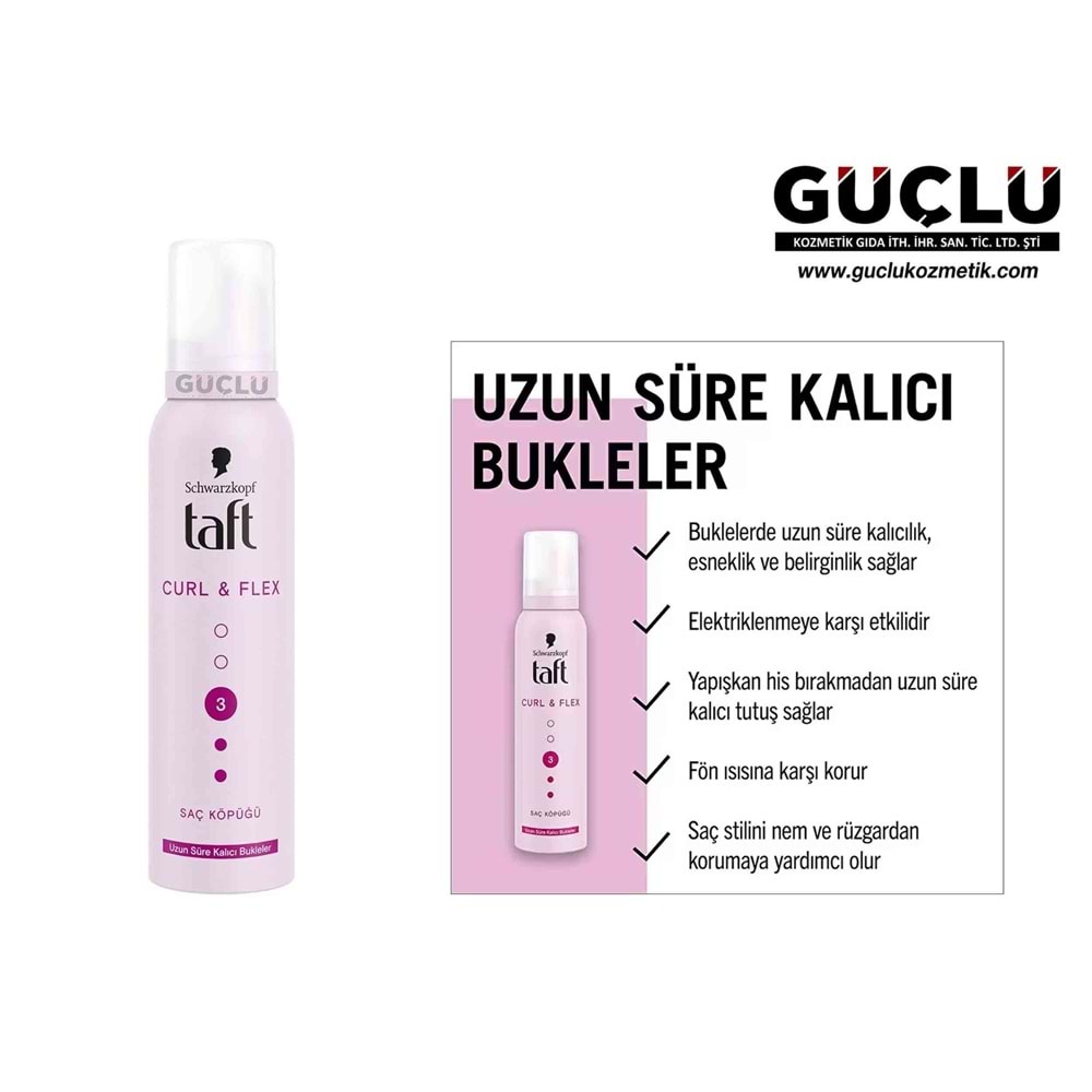 TAFT SAÇ KÖPÜĞÜ 150ML CURL & FLEX NO:3*12Lİ