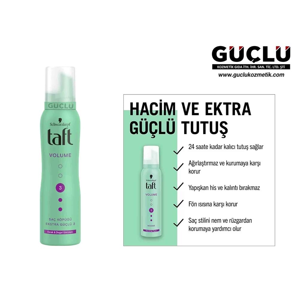 TAFT SAÇ KÖPÜĞÜ 150ML VOLUMEN NO:3*12Lİ