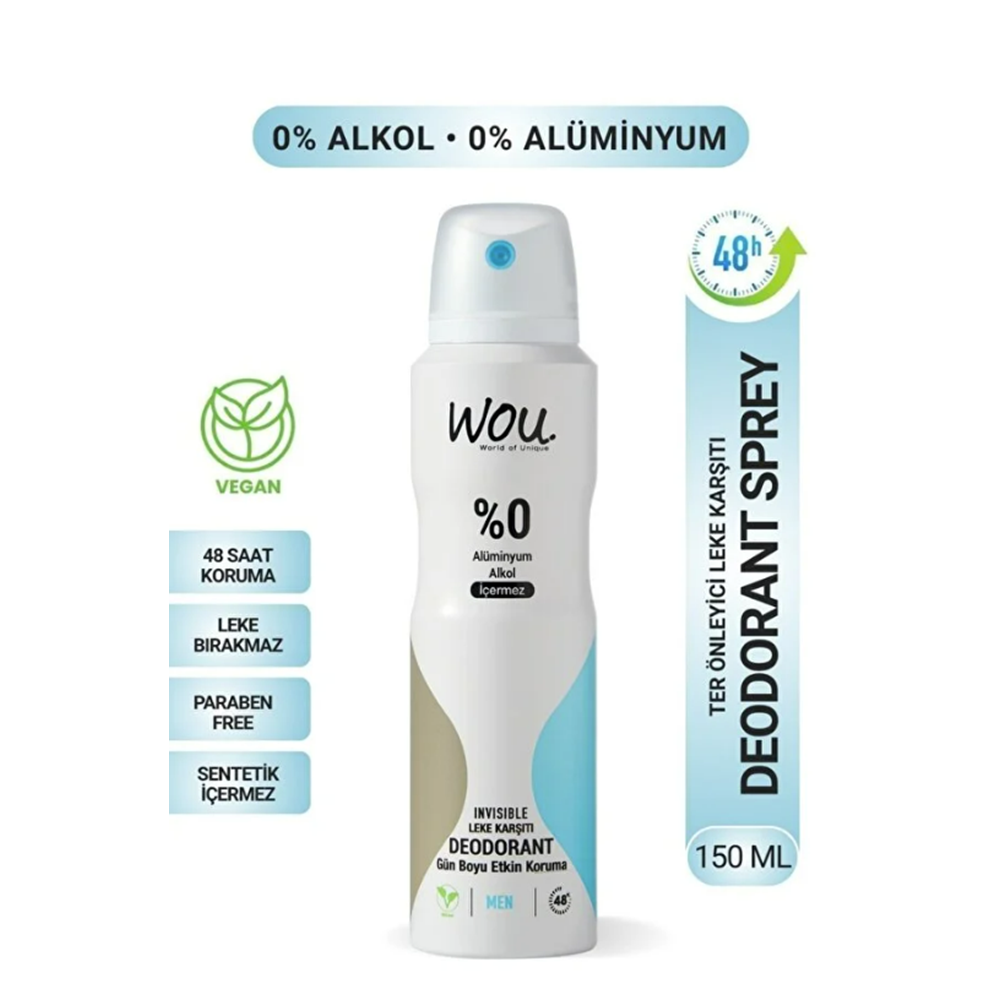 WOU DEO 150ML ERKEK INVISIBLE LEKE KARŞITI*6LI