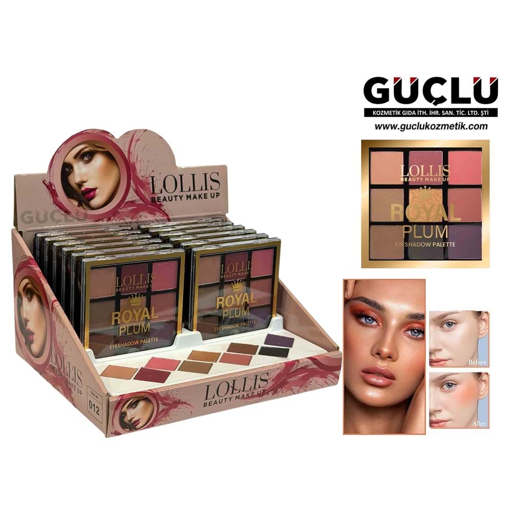 LOLLIS BEAUTY GÖZ FAR PALETİ 9LU ROYAL PLUM LS463*12Lİ