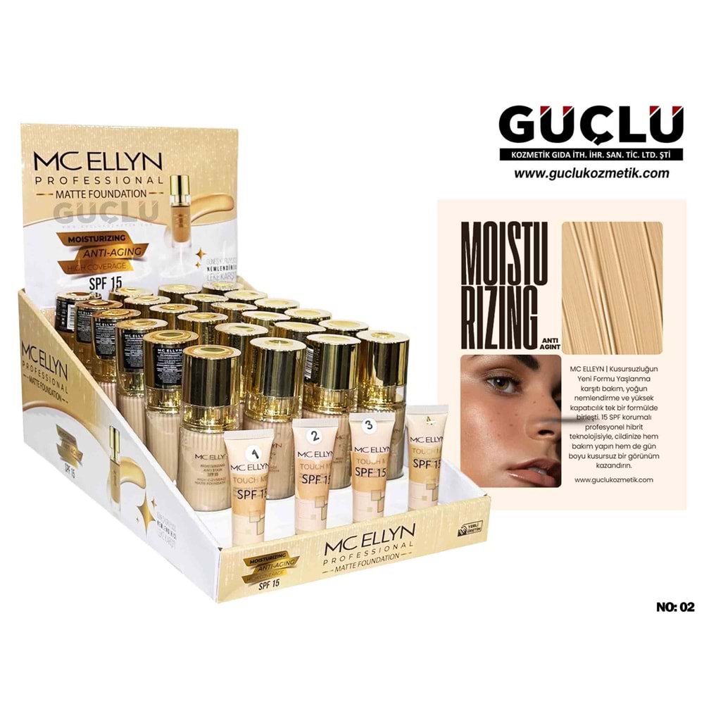 MC ELLYN CAM FONDÖTEN MOISTURIZ. GOLD 40ML MATTE NO:02*24LÜ