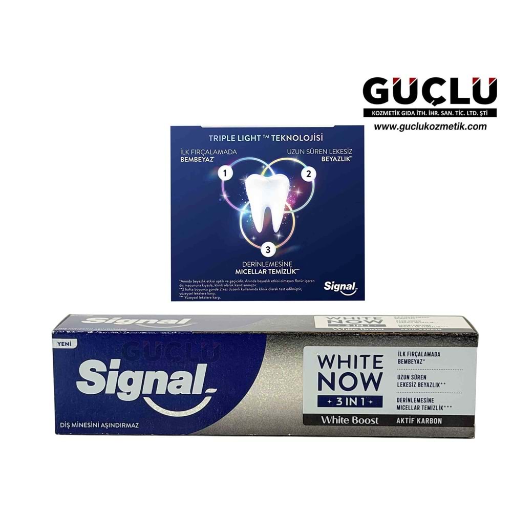 SİGNAL DİŞ MACUNU 75ML WHİTE NOW 3 IN 1 AKTİF KARBON 7241*24LÜ