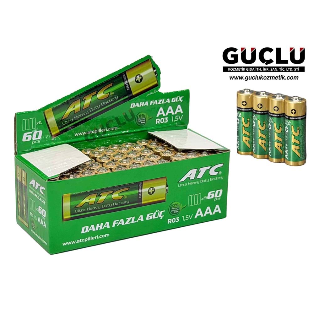 ATC ULTRA İNCE PİL 4LÜ AAA R03 1.5V 0576*15Lİ