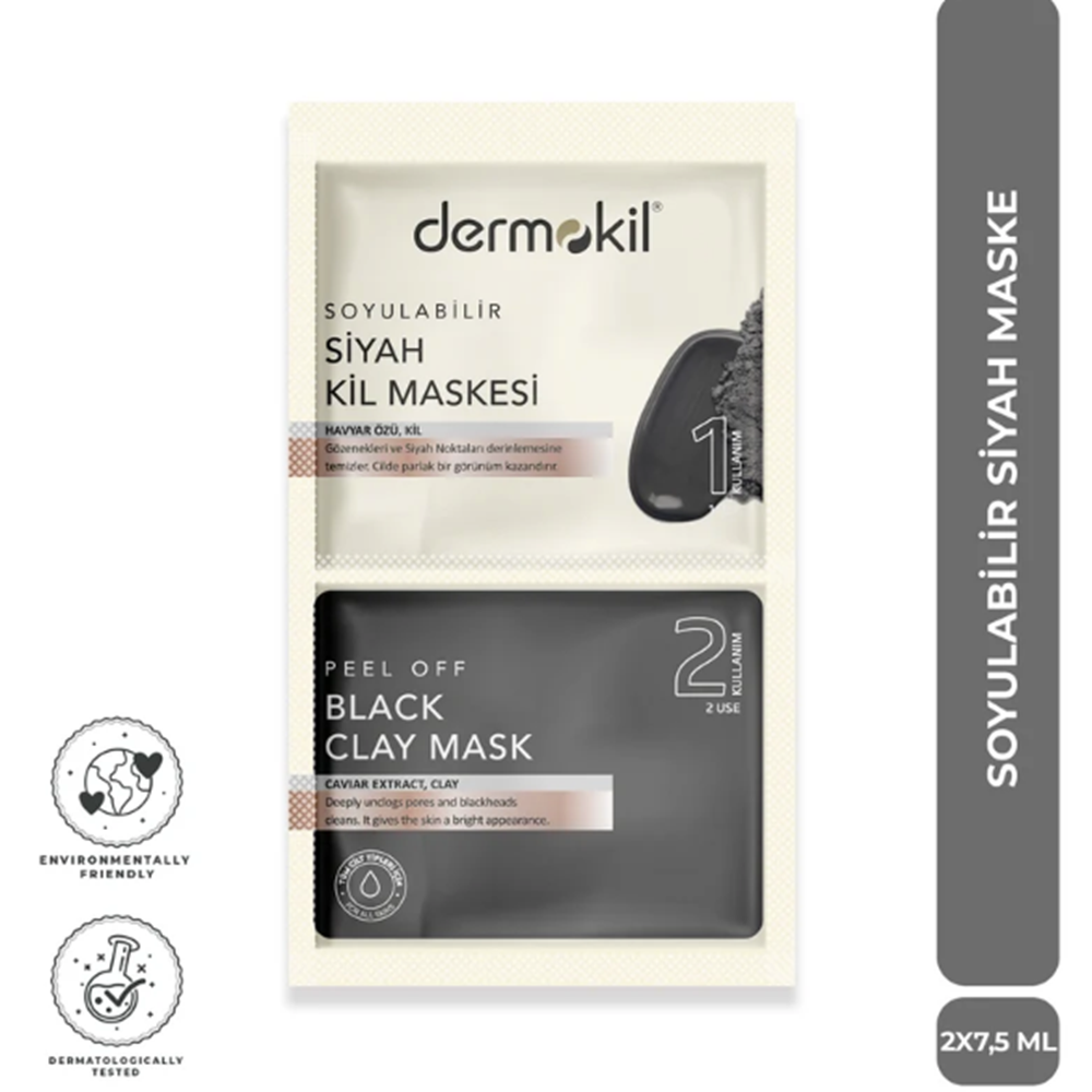 DERMOKİL KİL MASKESİ 7.5ML*2 SOYULABİLİR SİYAH 0172*12Lİ