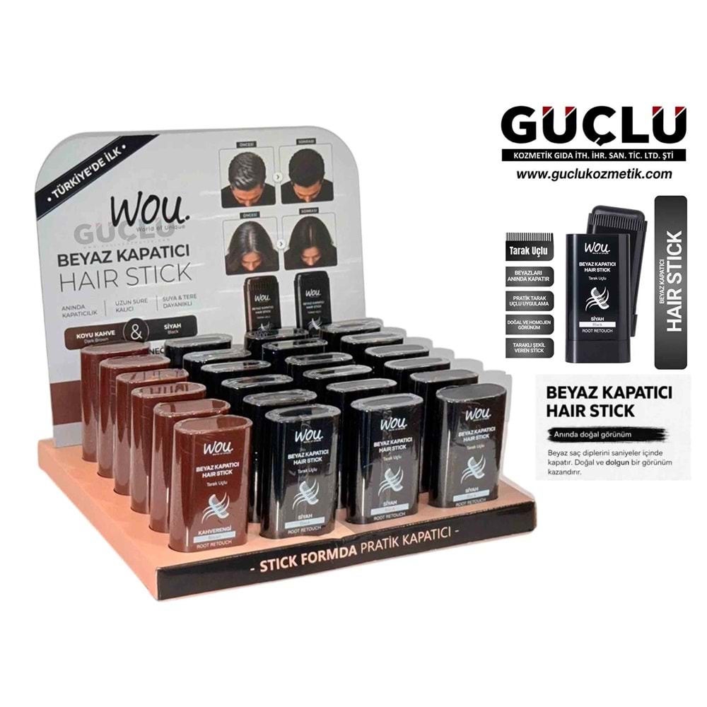WOU BEYAZ KAPATICI SAÇ STICK-KAHVE-SİYAH*24LÜ