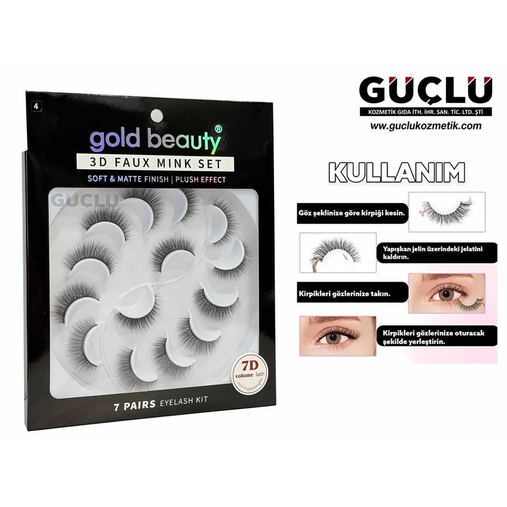 GOLD BEAUTY TAKMA KİRPİK SOFT & ULTRA FINISH 7D VOLUME*12Lİ