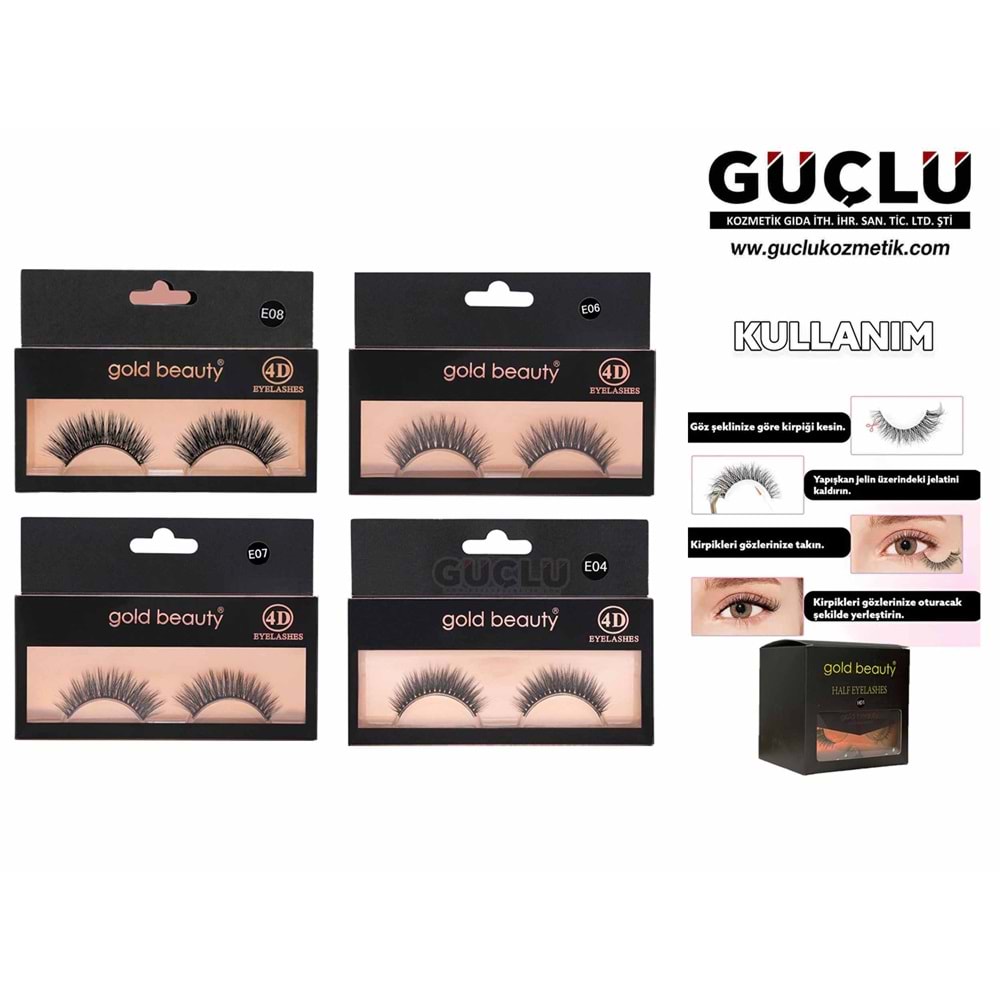 GOLD BEAUTY TAKMA KİRPİK 4D E08*12Lİ