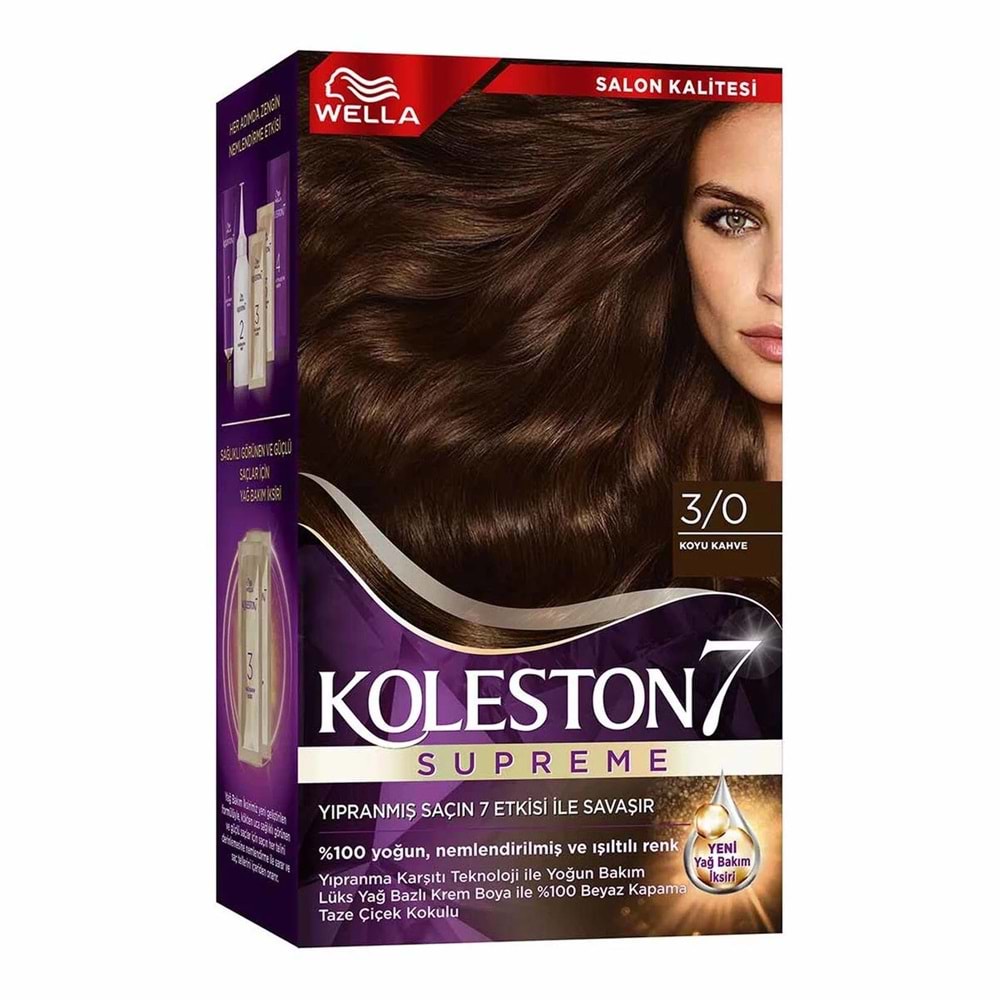 KOLESTON KİT SET SAÇ BOYASI 3.0 KOYU KAHVE*6LI